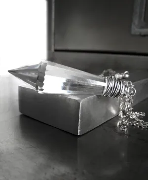 EXACT - Wire-Wrapped Spike Crystal Necklace with Oxidized Silver Chain