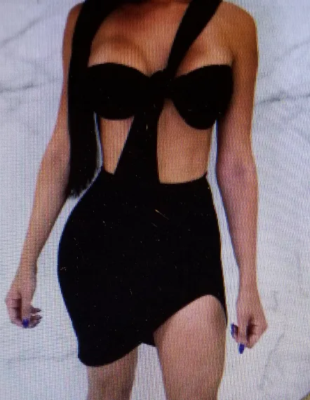 Exotic Spaghetti Strap Top With Matching V-Mini Skirt