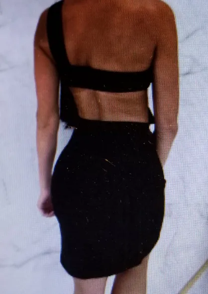 Exotic Spaghetti Strap Top With Matching V-Mini Skirt