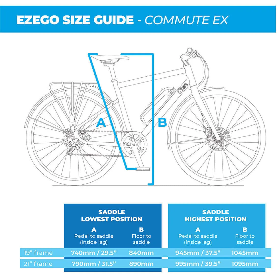 Ezego Commute EX Electric Hybrid Bike - Matt Metallic Blue