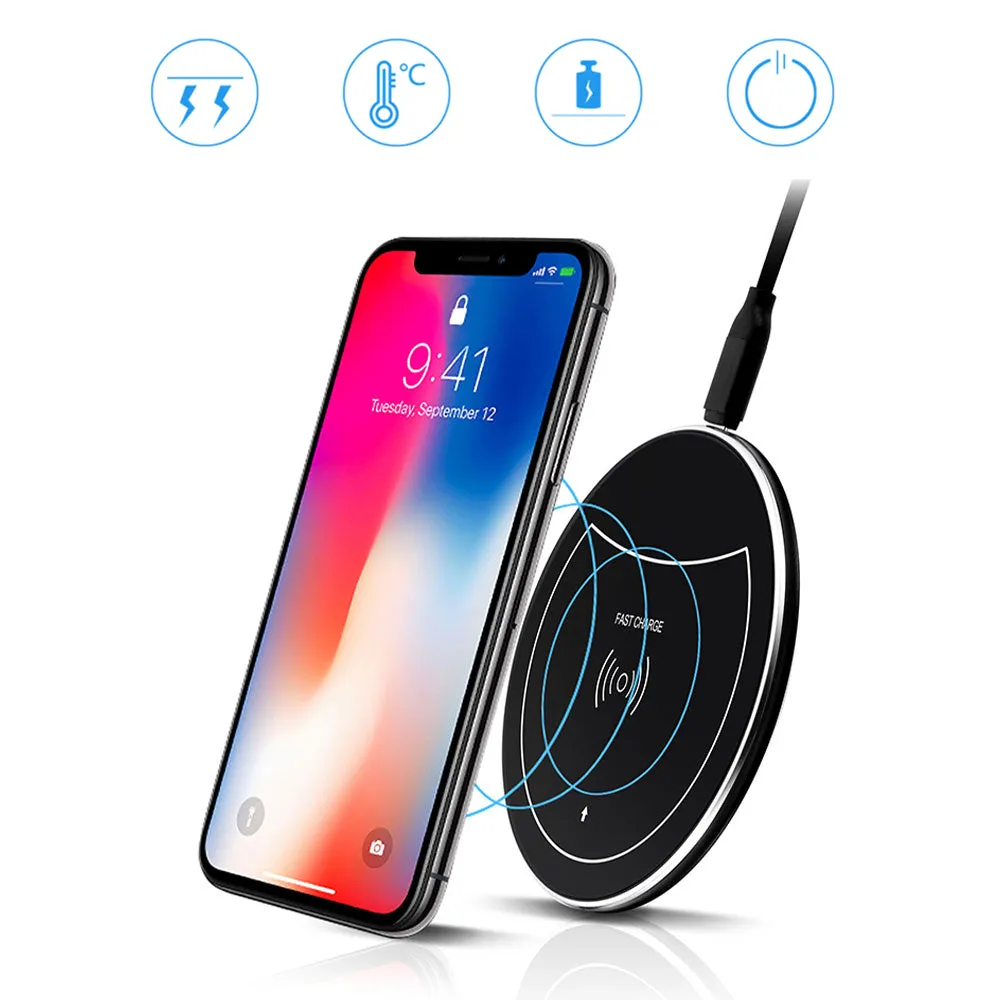 F10 Ultrathin Qi Fast Wireless Charger Pad for iPhone 8 Apple X Samsung Galaxy S7 S7 S8 Plus Phone Base red
