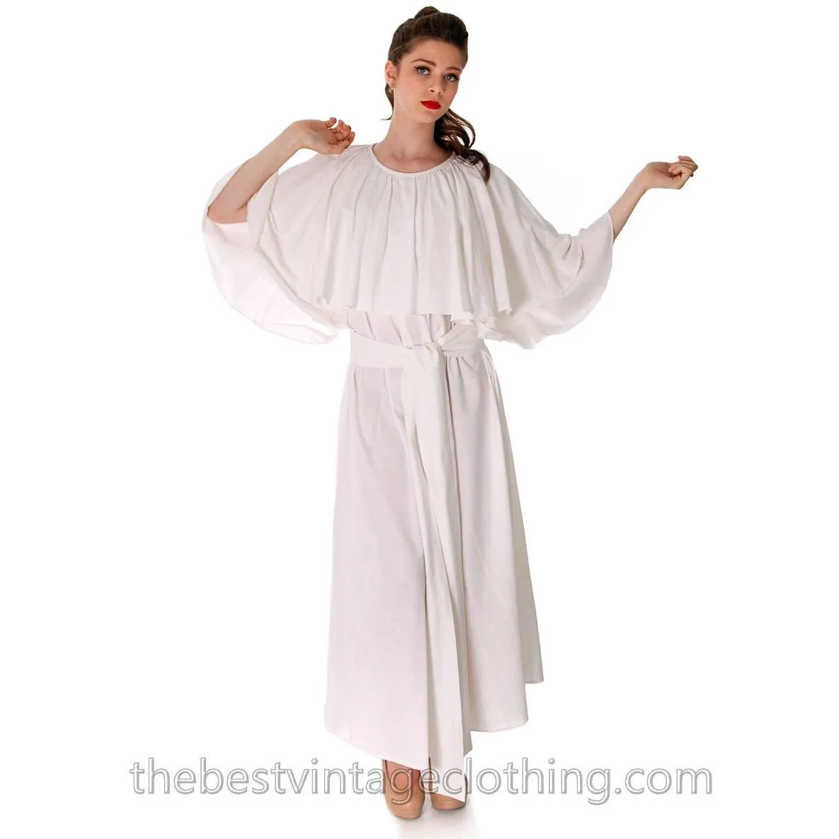 Fab Vintage Vuokko Designer Angel Sleeve Cape Gown Pink Cotton Tent Dress S