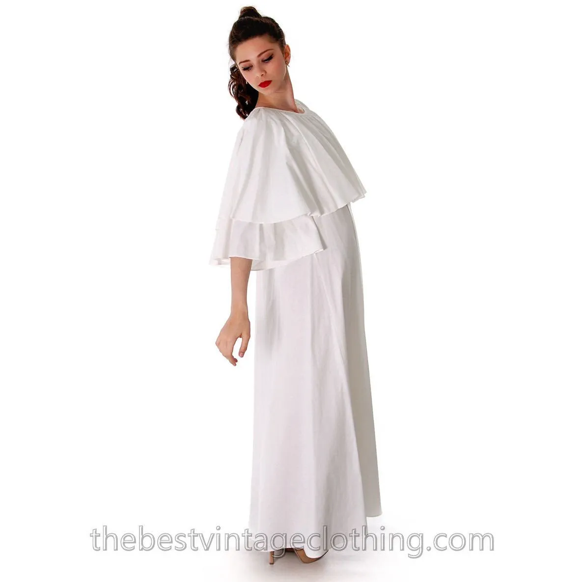Fab Vintage Vuokko Designer Angel Sleeve Cape Gown Pink Cotton Tent Dress S