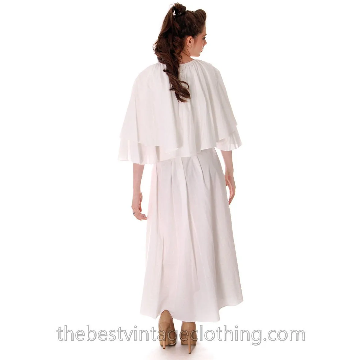 Fab Vintage Vuokko Designer Angel Sleeve Cape Gown Pink Cotton Tent Dress S