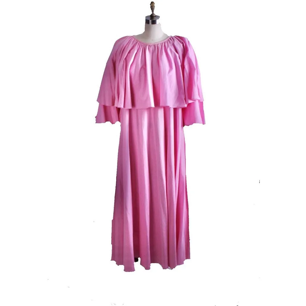 Fab Vintage Vuokko Designer Angel Sleeve Cape Gown Pink Cotton Tent Dress S
