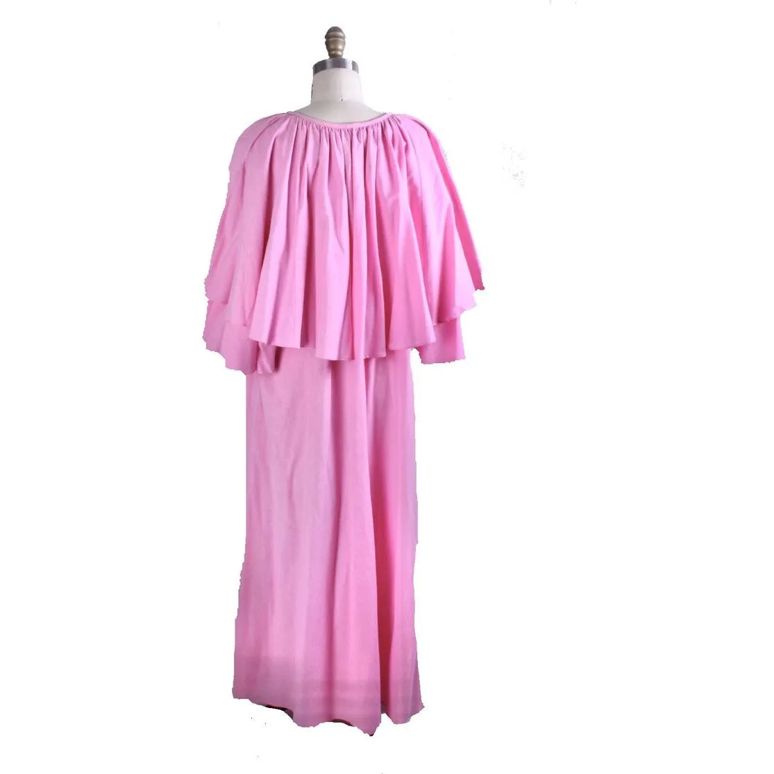 Fab Vintage Vuokko Designer Angel Sleeve Cape Gown Pink Cotton Tent Dress S