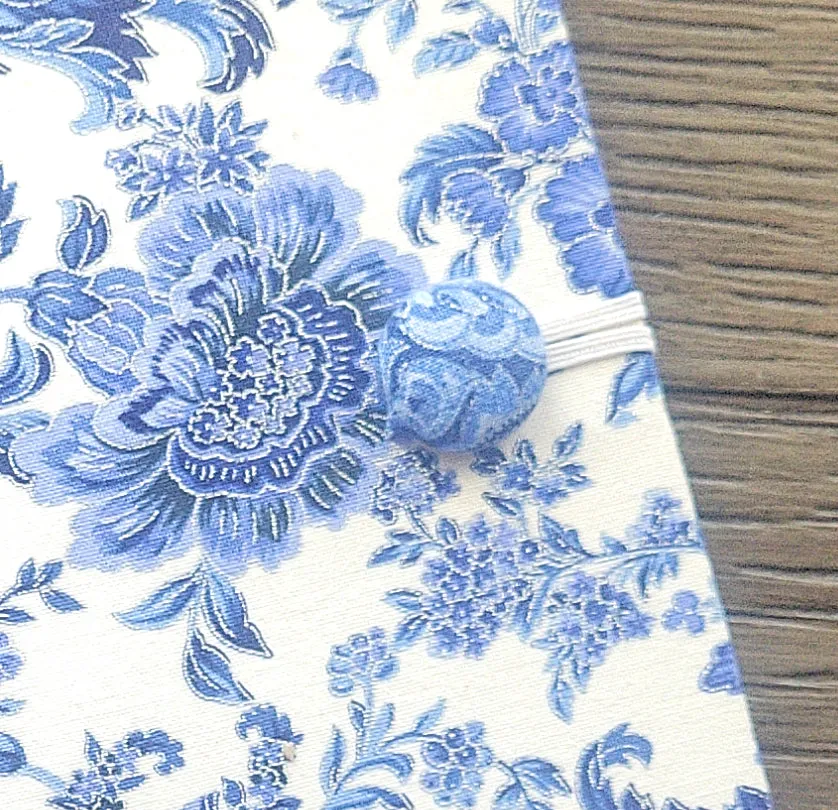 Fabric Covered Hardcover Notebook Composition Book Cover - Metallic Blue & White Swirls