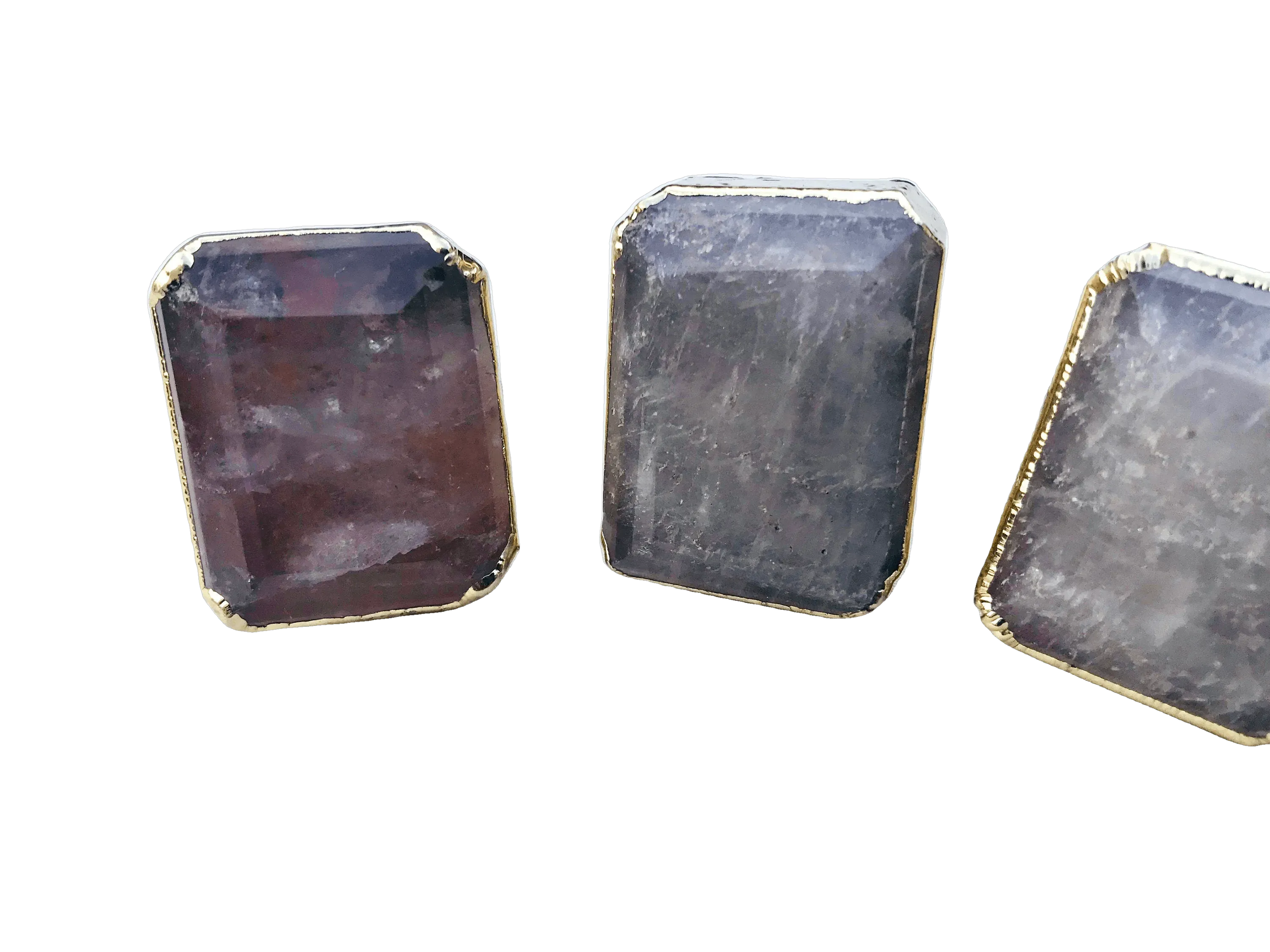 Faceted Clear Quartz Cabinet Door Pull Handle - Set of 4