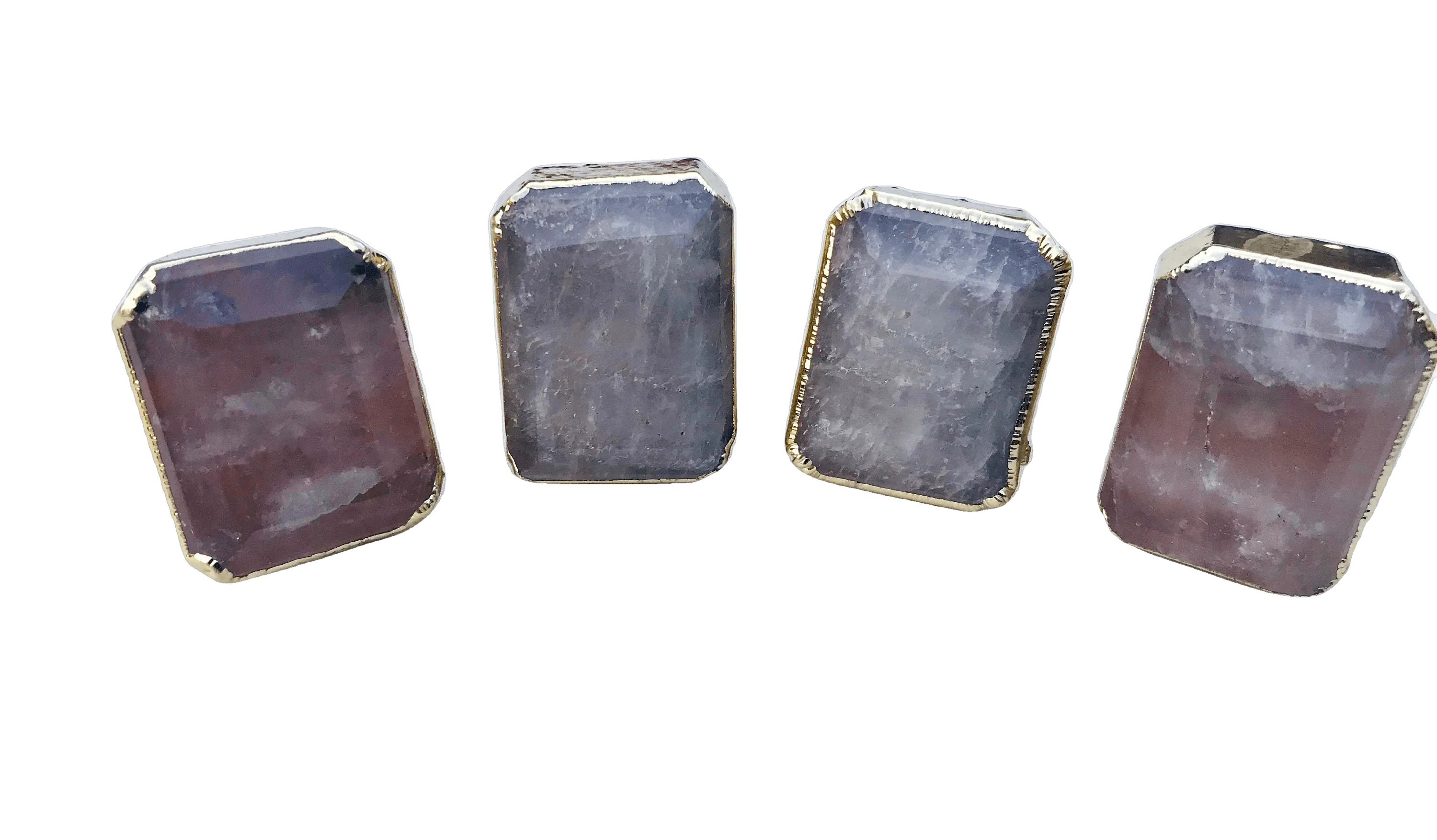 Faceted Clear Quartz Cabinet Door Pull Handle - Set of 4