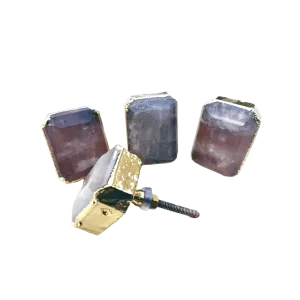 Faceted Clear Quartz Cabinet Door Pull Handle - Set of 4