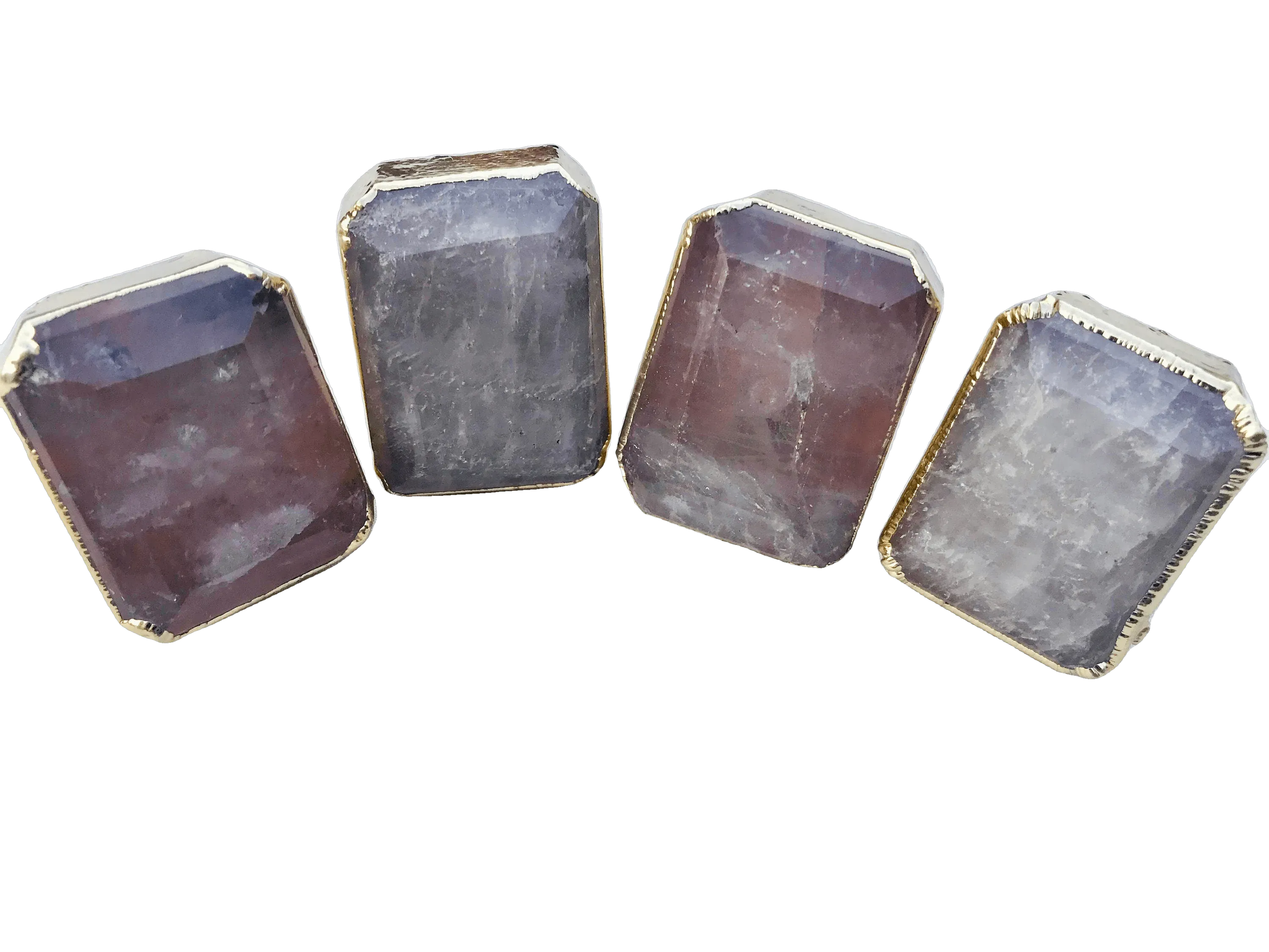 Faceted Clear Quartz Cabinet Door Pull Handle - Set of 4