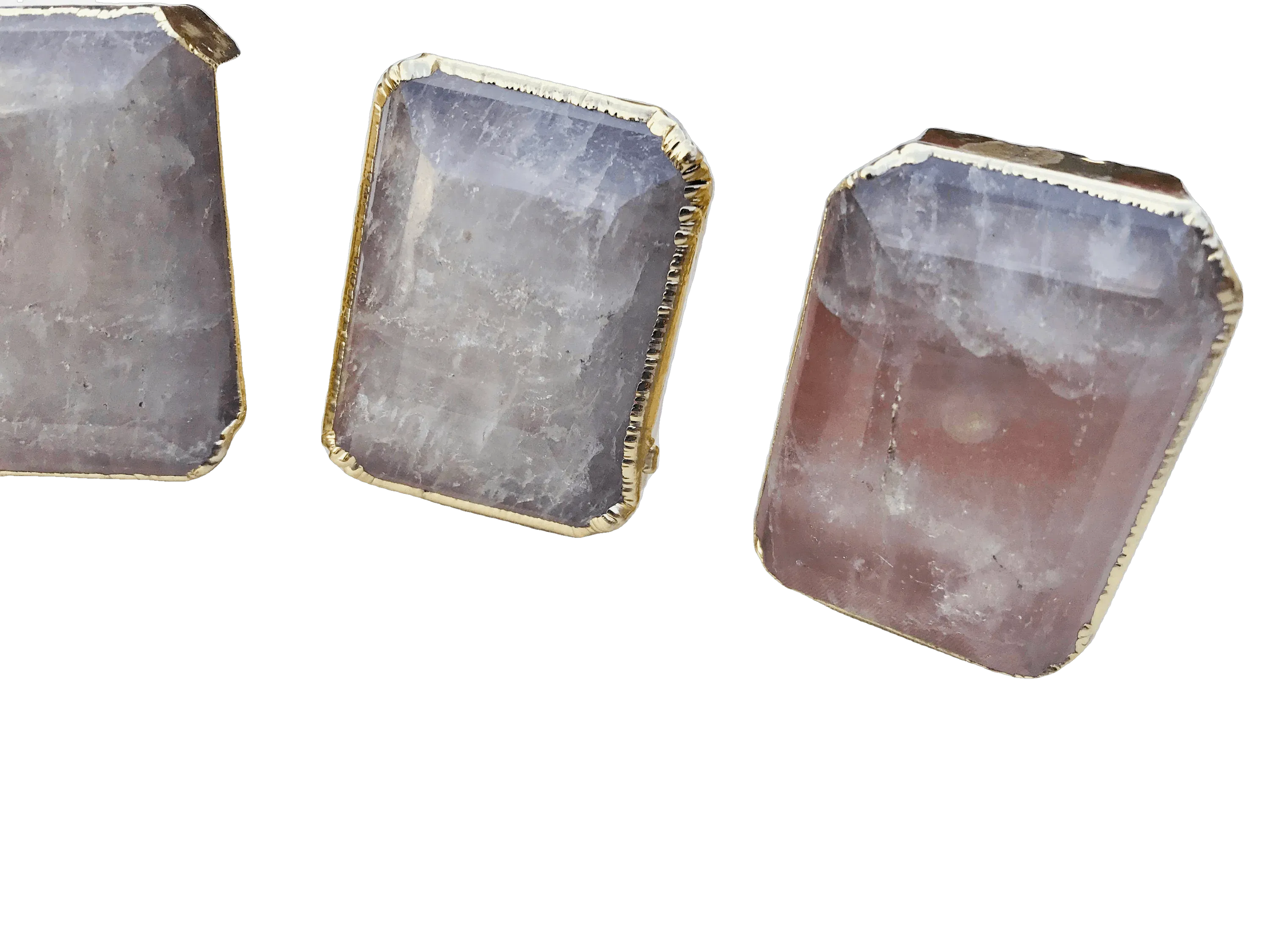 Faceted Clear Quartz Cabinet Door Pull Handle - Set of 4