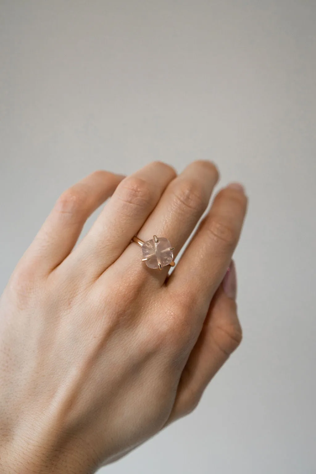 Faceted Rose Quartz Ring in Gold - Gold Filled Ring