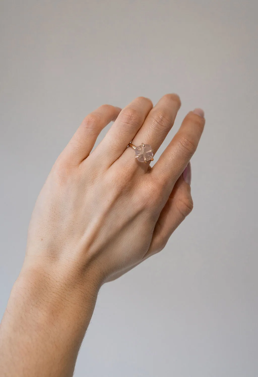 Faceted Rose Quartz Ring in Gold - Gold Filled Ring
