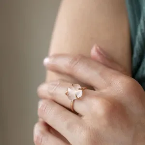Faceted Rose Quartz Ring in Gold - Gold Filled Ring