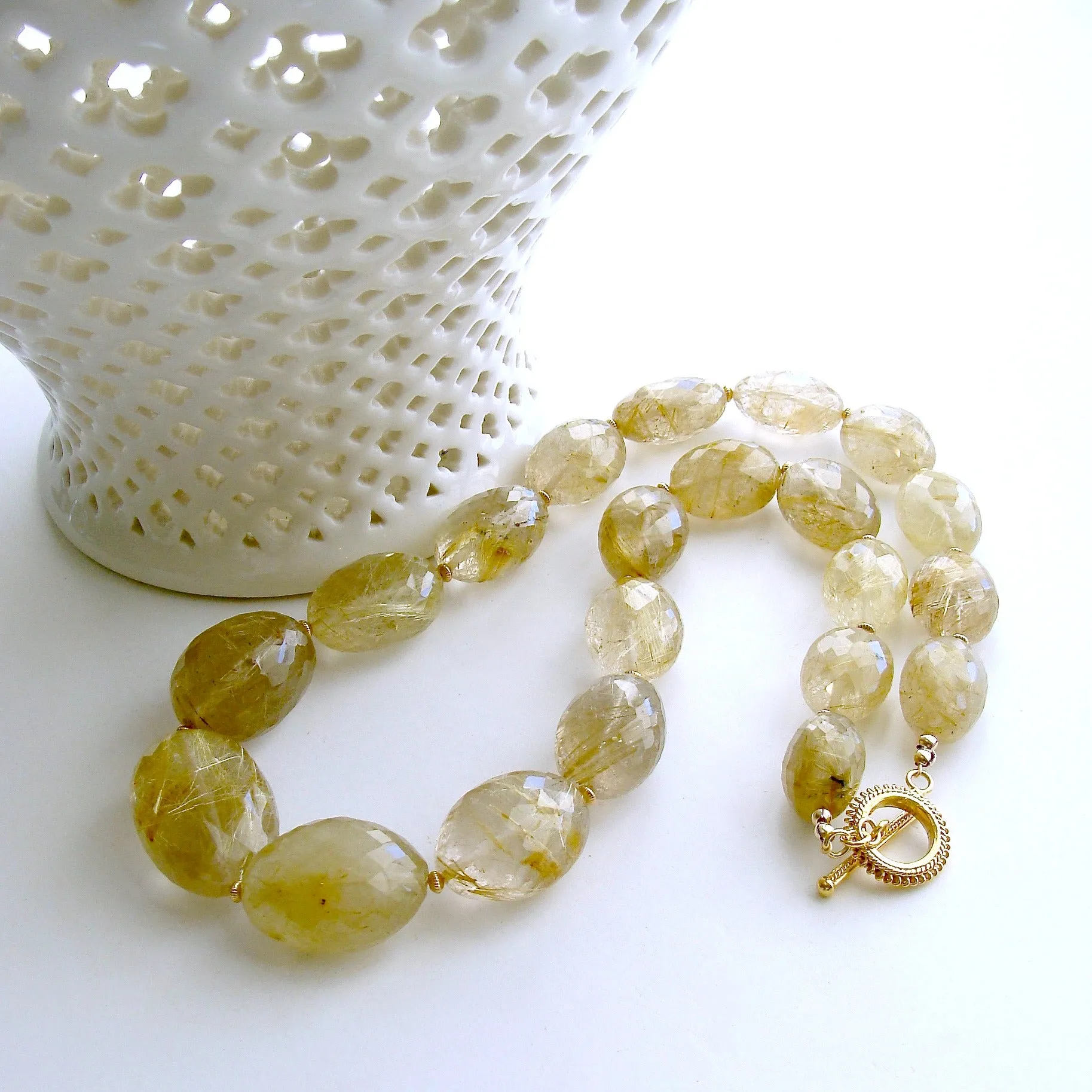 Faceted Rutilated Quartz Necklace - Lisa Necklace