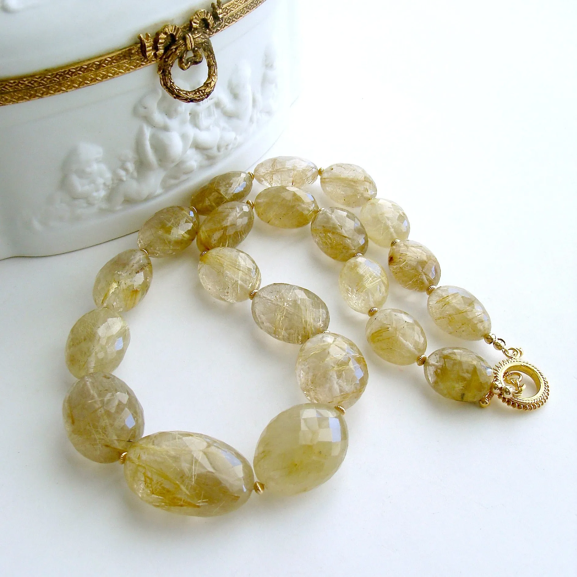 Faceted Rutilated Quartz Necklace - Lisa Necklace