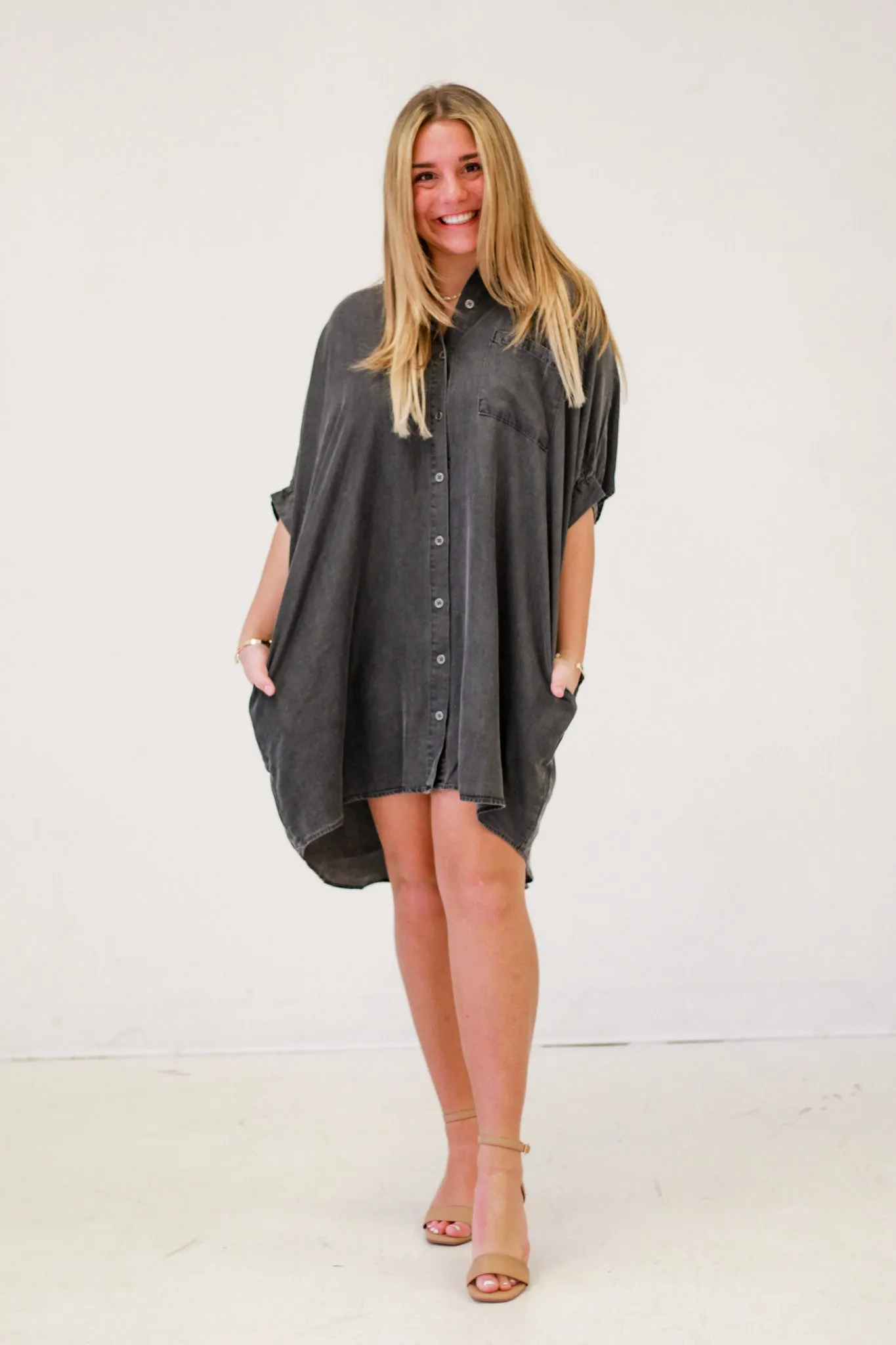 Fade Out Denim Black Dress