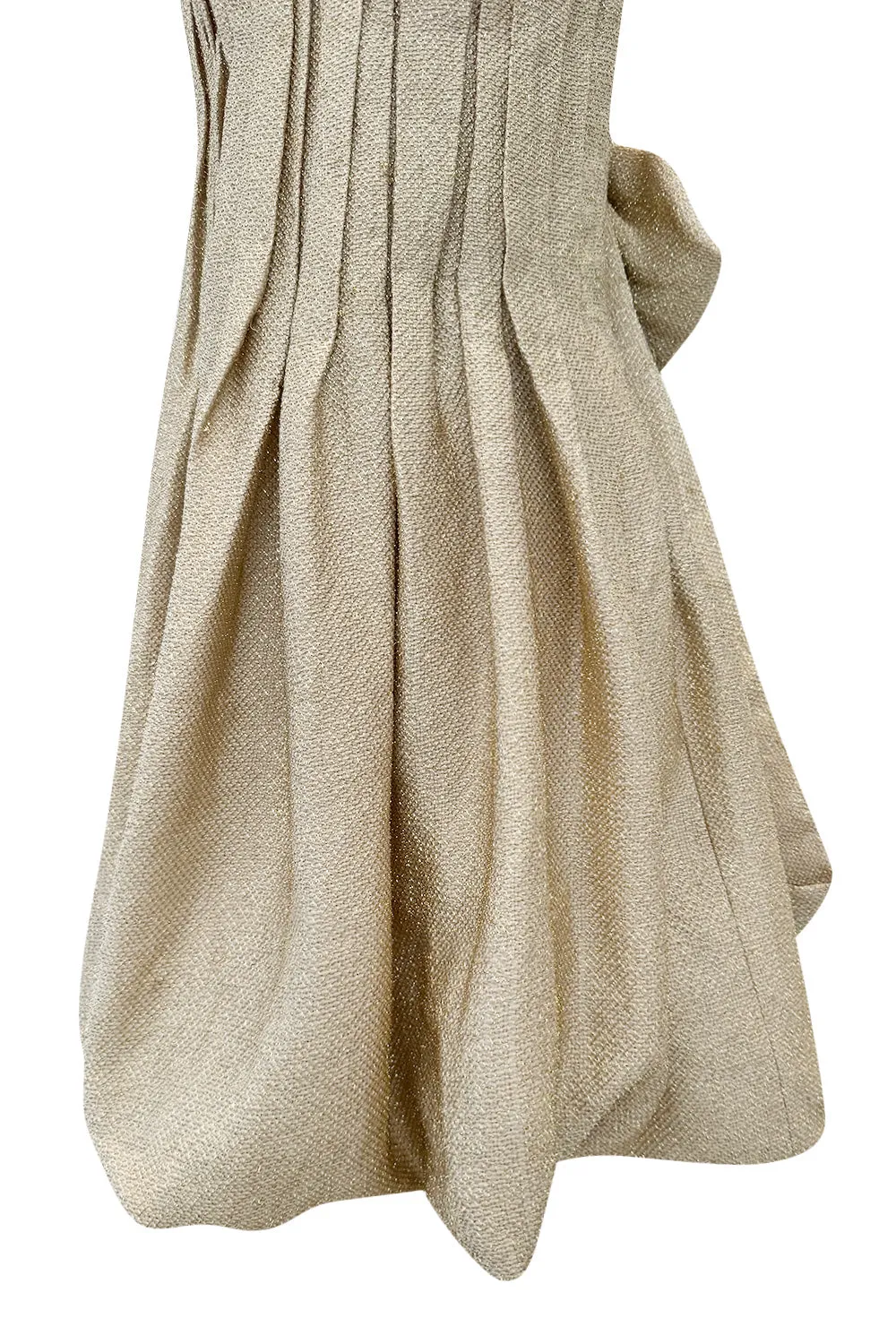 Fall 2007 Bottega Veneta by Tomas Maier Strapless Gold Metallic Dress w Puffed Skirt