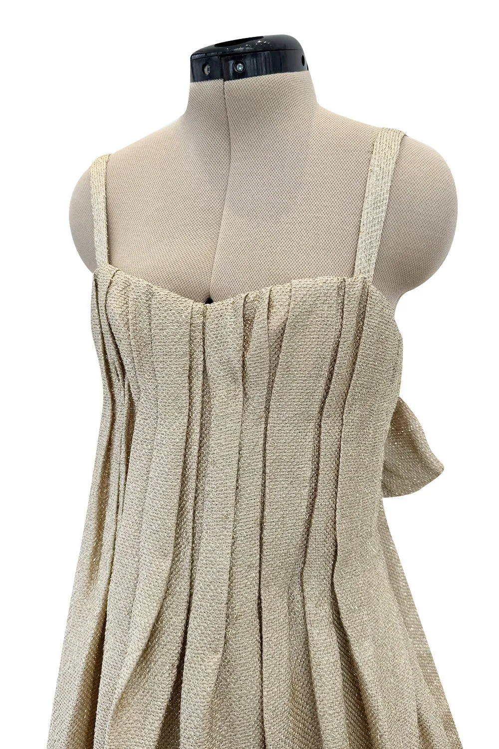 Fall 2007 Bottega Veneta by Tomas Maier Strapless Gold Metallic Dress w Puffed Skirt