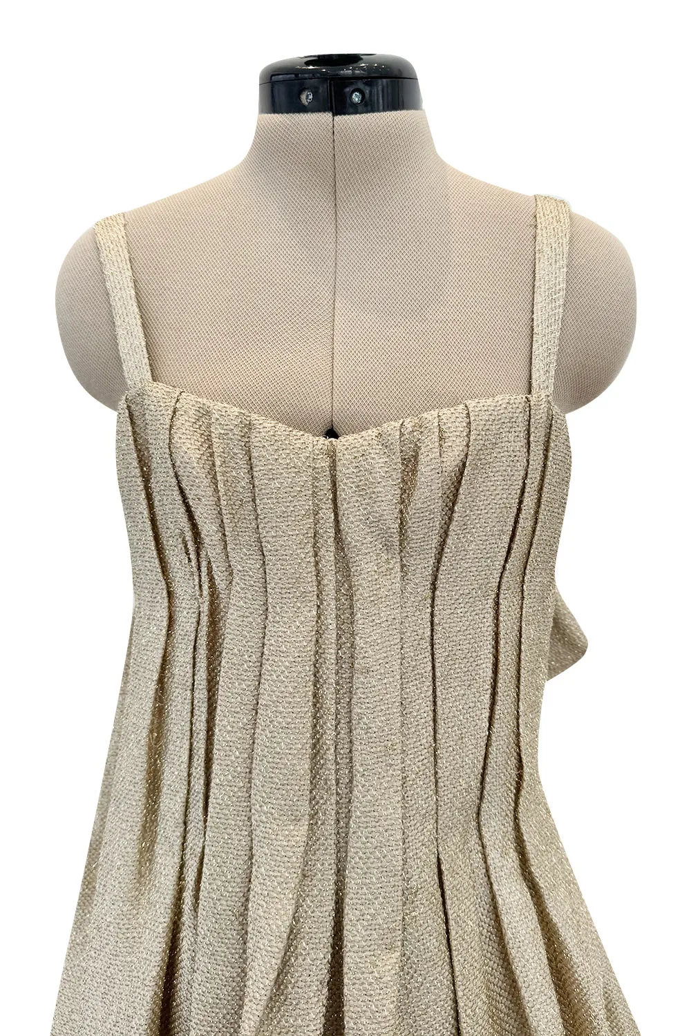 Fall 2007 Bottega Veneta by Tomas Maier Strapless Gold Metallic Dress w Puffed Skirt
