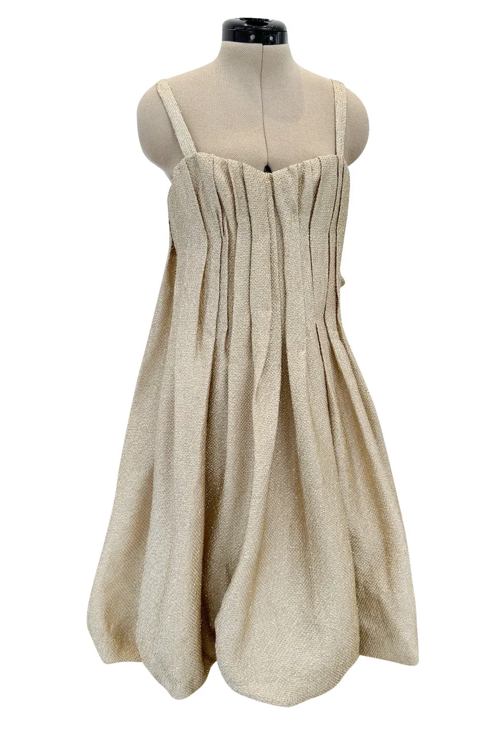 Fall 2007 Bottega Veneta by Tomas Maier Strapless Gold Metallic Dress w Puffed Skirt