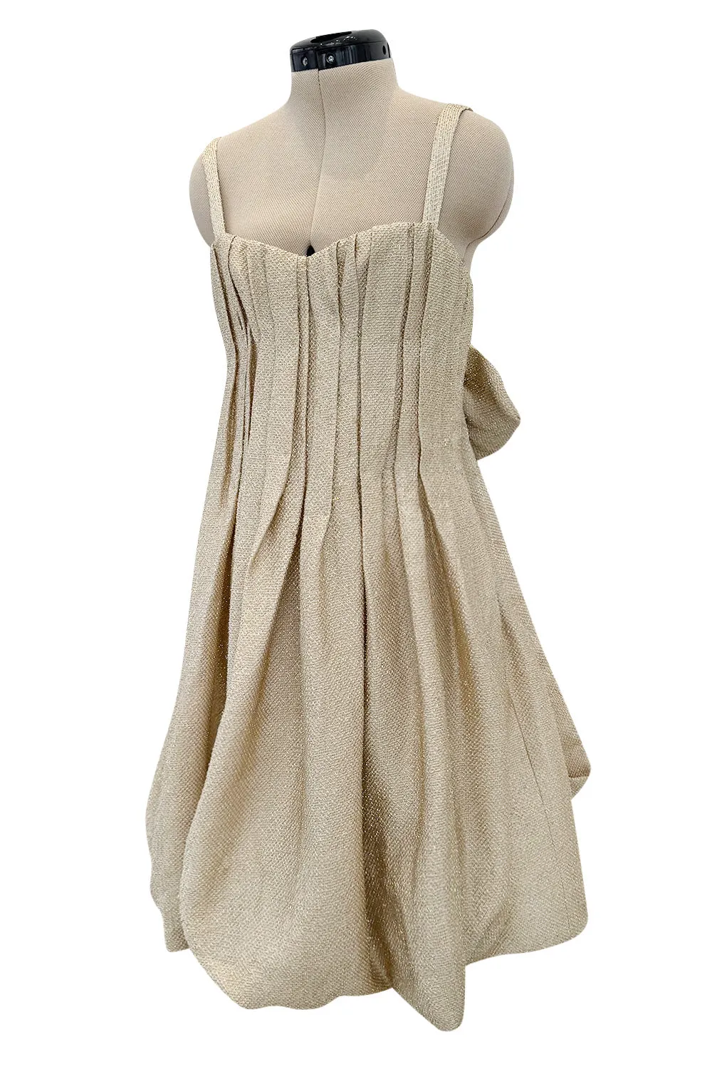 Fall 2007 Bottega Veneta by Tomas Maier Strapless Gold Metallic Dress w Puffed Skirt