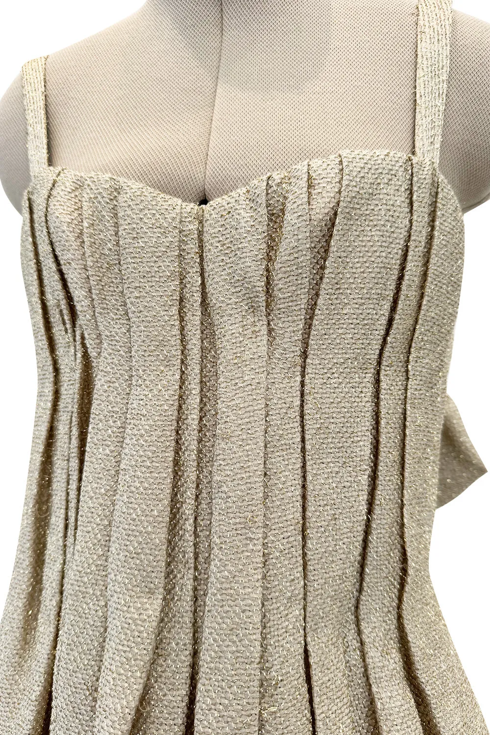 Fall 2007 Bottega Veneta by Tomas Maier Strapless Gold Metallic Dress w Puffed Skirt