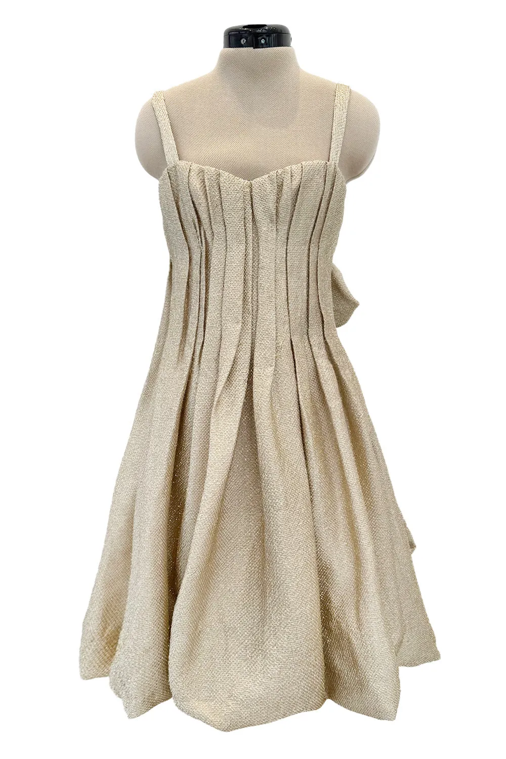 Fall 2007 Bottega Veneta by Tomas Maier Strapless Gold Metallic Dress w Puffed Skirt