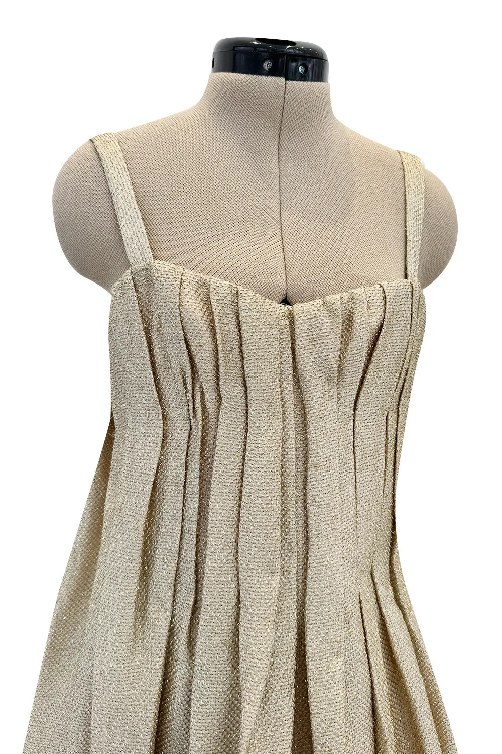 Fall 2007 Bottega Veneta by Tomas Maier Strapless Gold Metallic Dress w Puffed Skirt