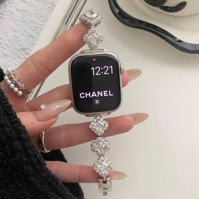 Fashion Luxury Elegant Diamond Metal Apple Watch Band Straps Designer for Women Ladies
