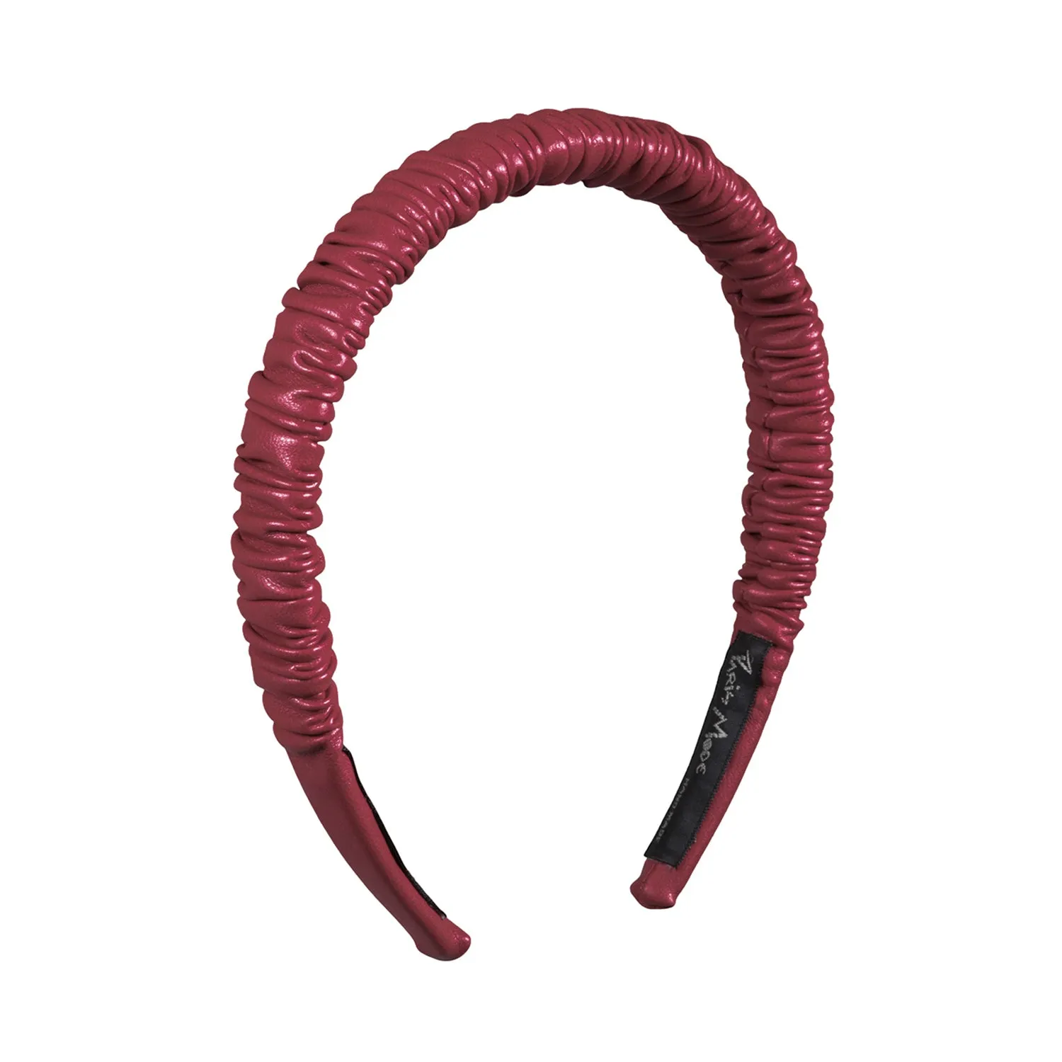 Faux Leather 2 cm Ruffled Burgundy Headband