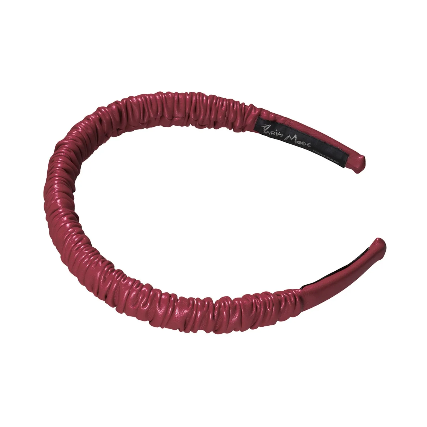 Faux Leather 2 cm Ruffled Burgundy Headband
