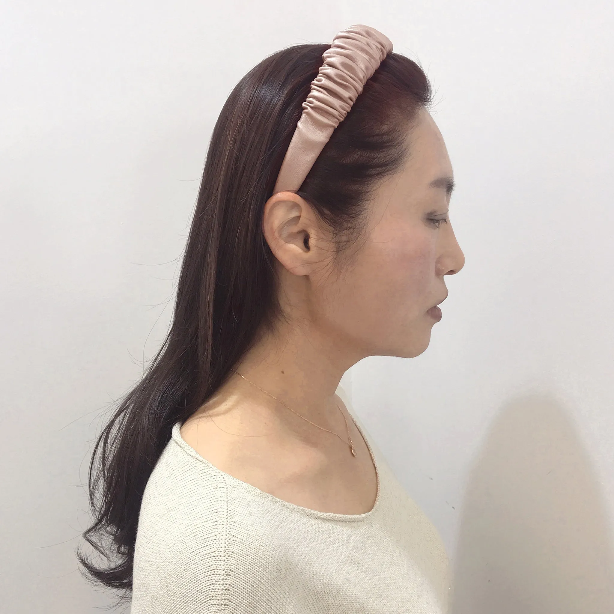 Faux Leather 3 cm Ruffled Nude Headband