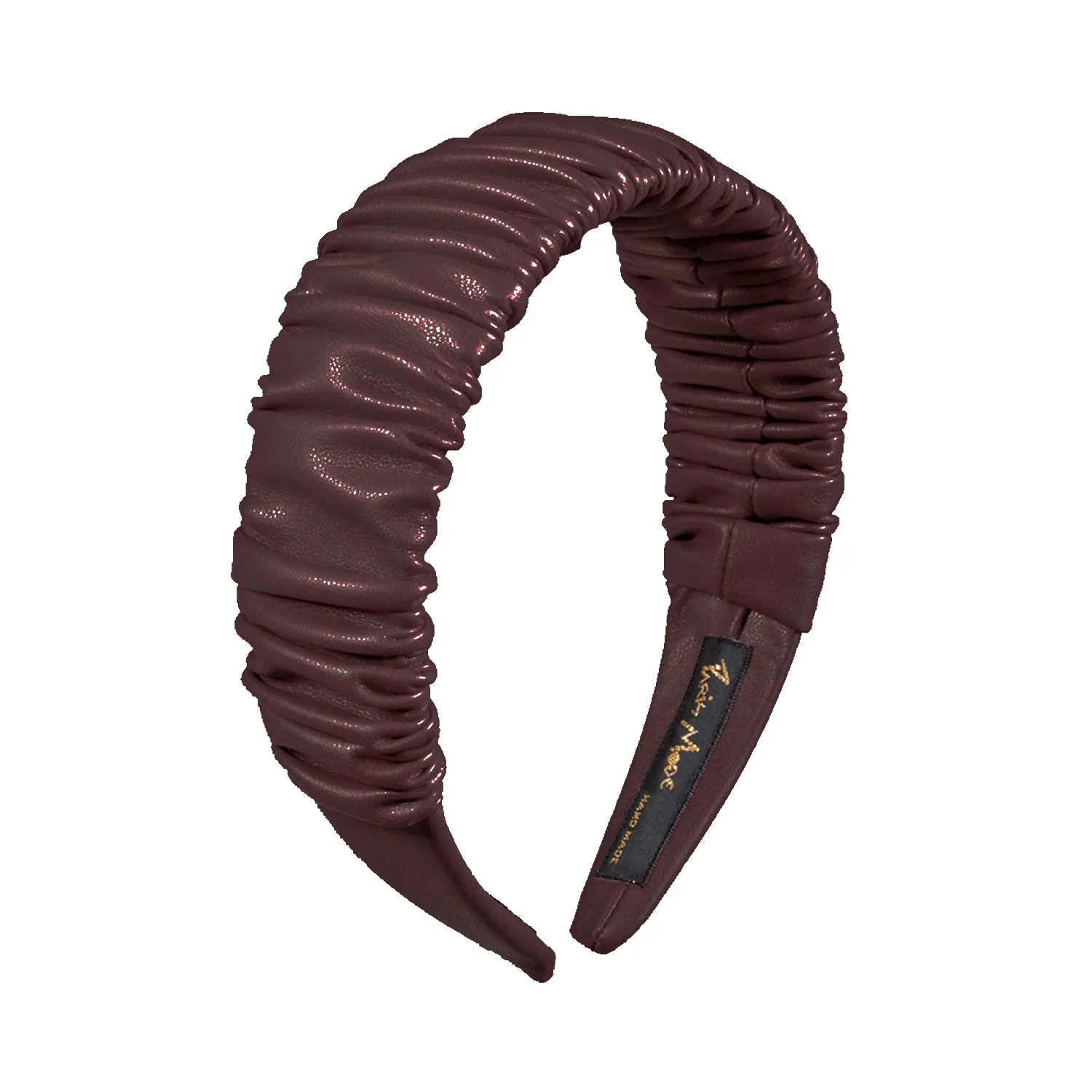 Faux Leather 4 cm Ruffled Brown Headband