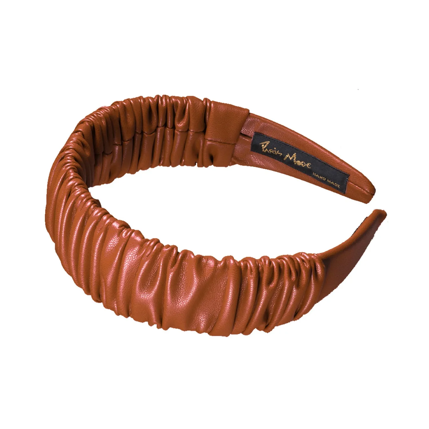 Faux Leather 4 cm Ruffled Camel Headband