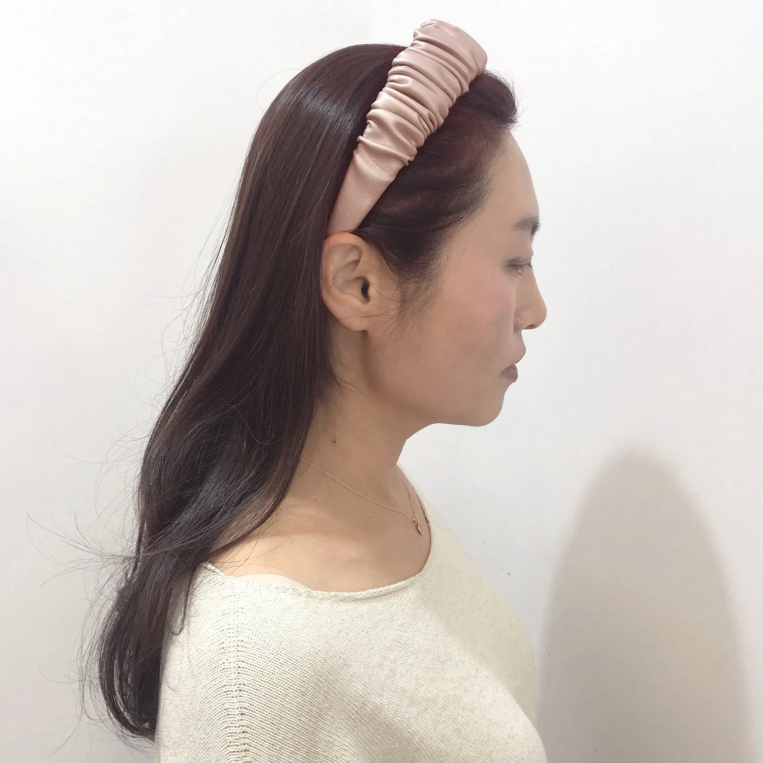 Faux Leather 4 cm Ruffled Nude Headband