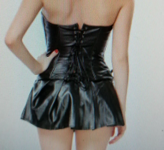 Faux Leather Basque Corset Bustier Mini Skirt