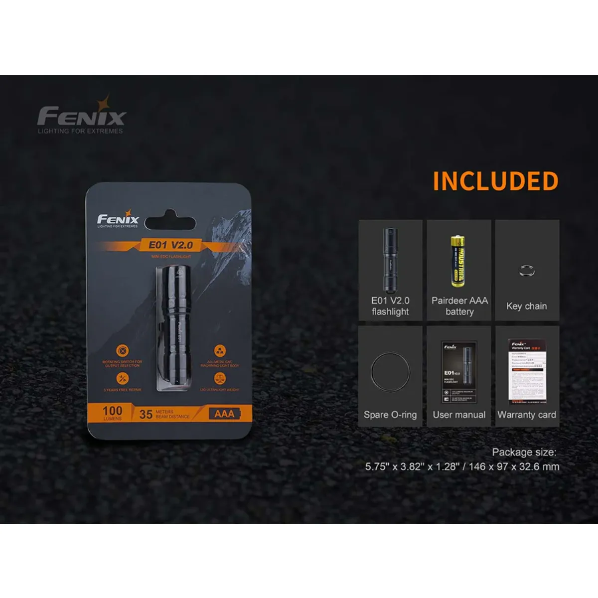 FENIX E05R 400 LUMEN KEYCHAIN FLASHLIGHT
