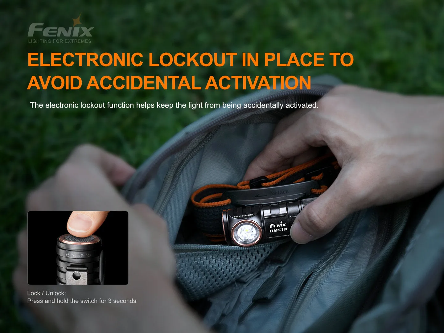 FENIX HM51R Ruby V2.0 RECHARGEABLE HEADLAMP - Full Black