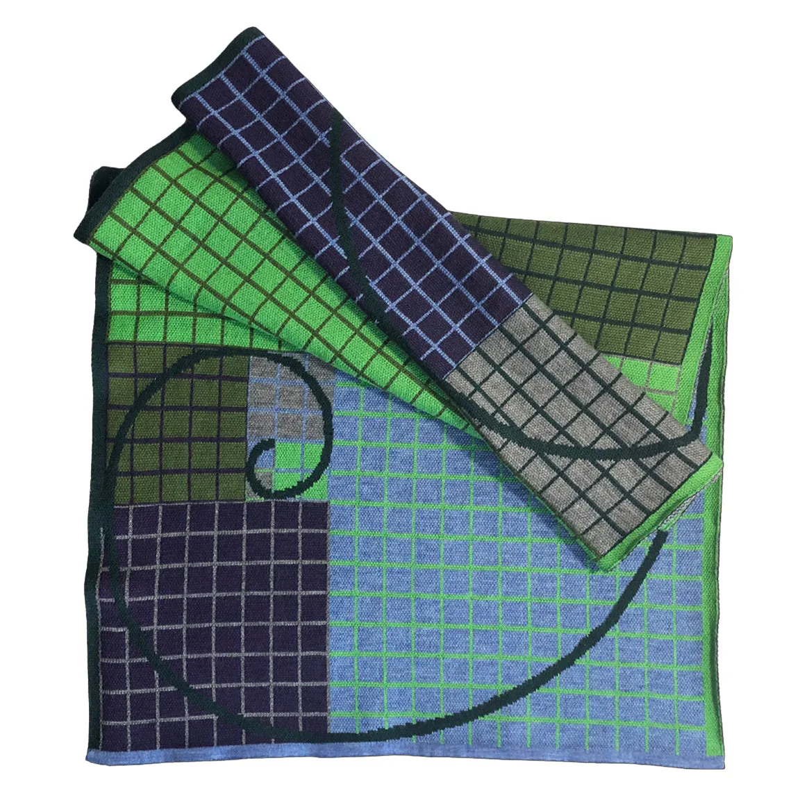 FIBONACCI SCARF IN EMERALD NAVY