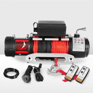 FIERYRED Wireless Electric Winch Synthetic Rope 12V 14500LBS