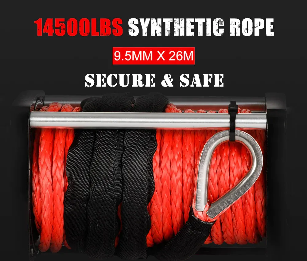 FIERYRED Wireless Electric Winch Synthetic Rope 12V 14500LBS