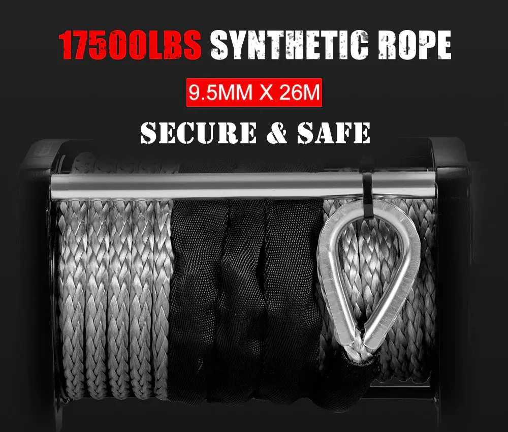 FIERYRED Wireless Electric Winch Synthetic Rope 12V 17500LBS
