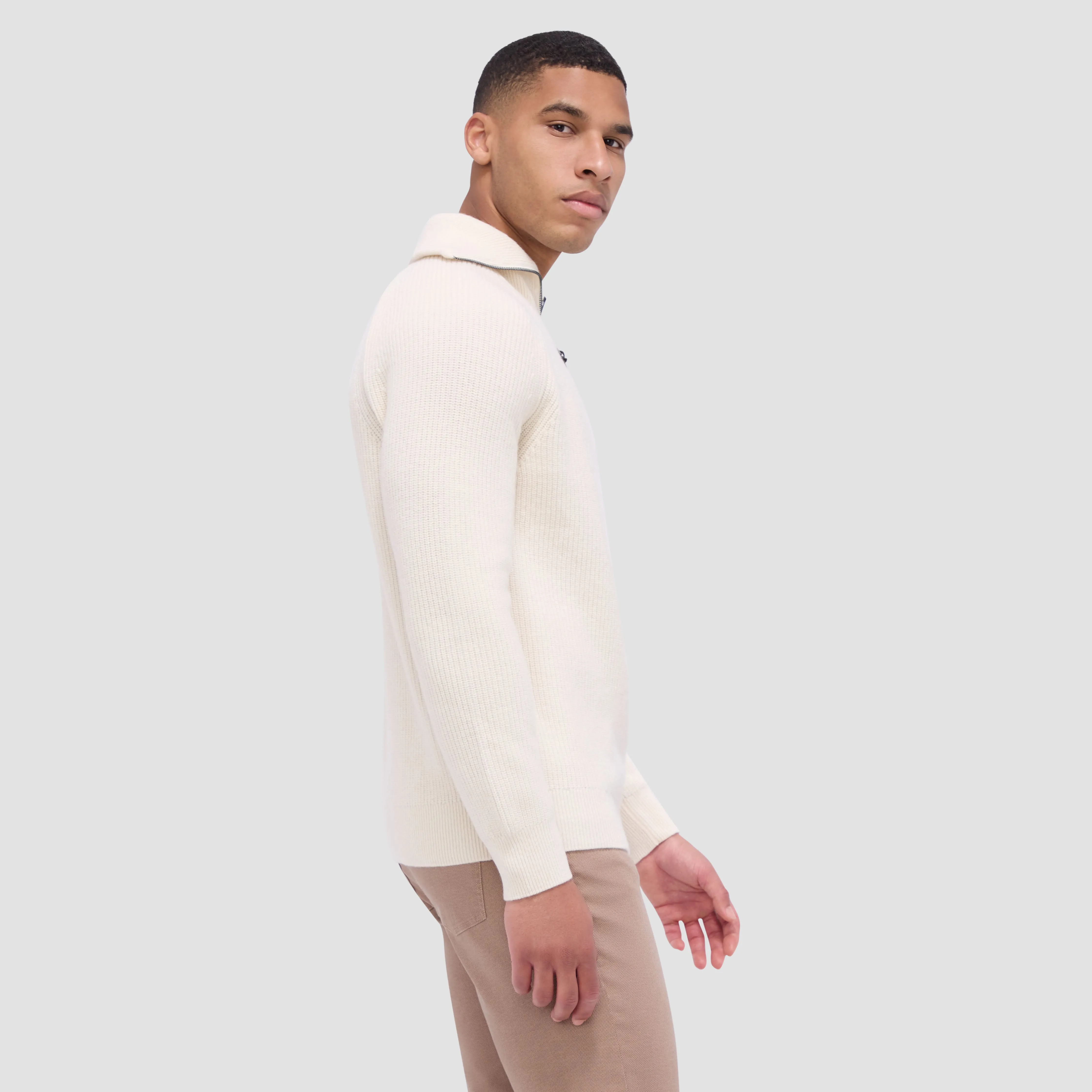 Fisherman Rib-Stitch Quarter-Zip Sweater