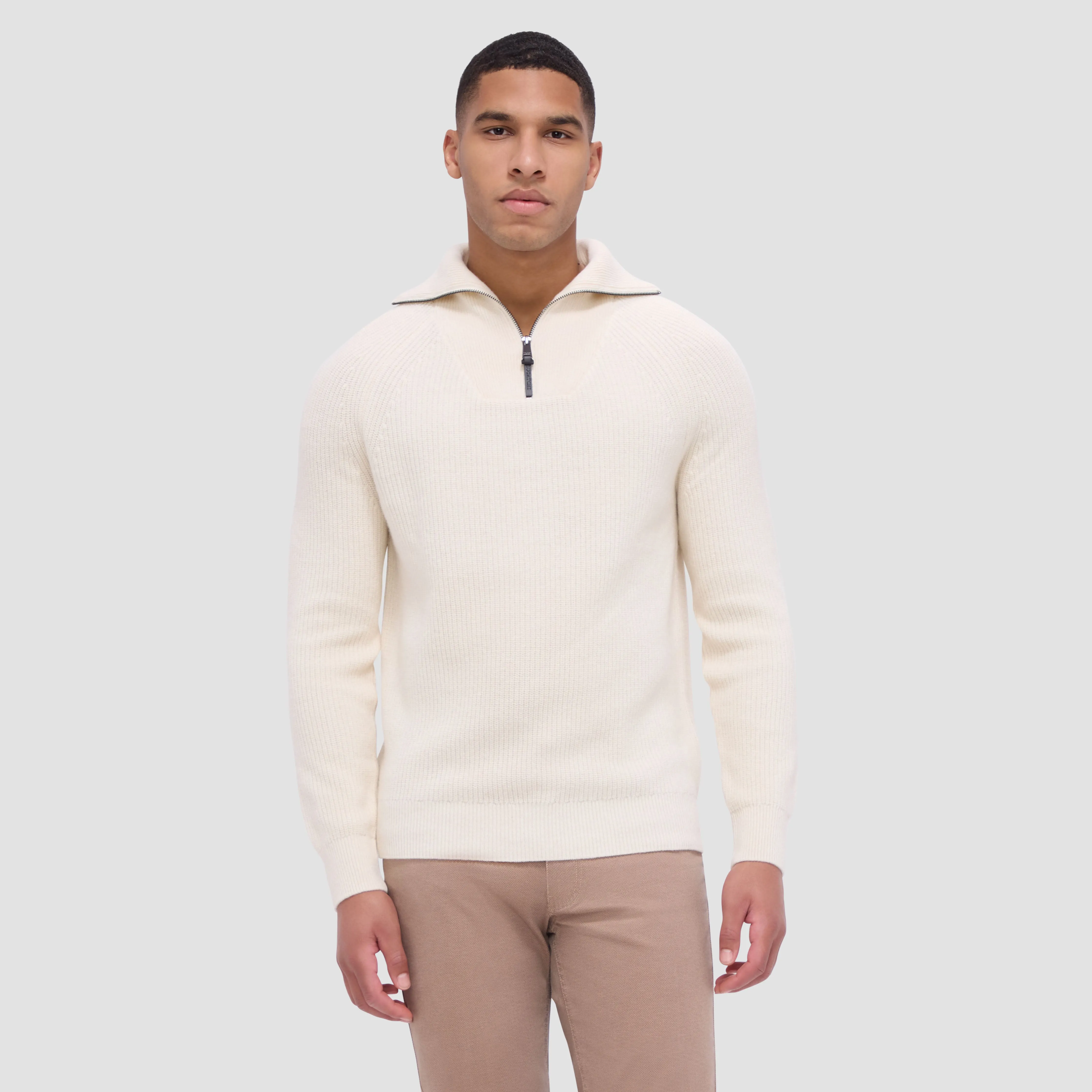 Fisherman Rib-Stitch Quarter-Zip Sweater