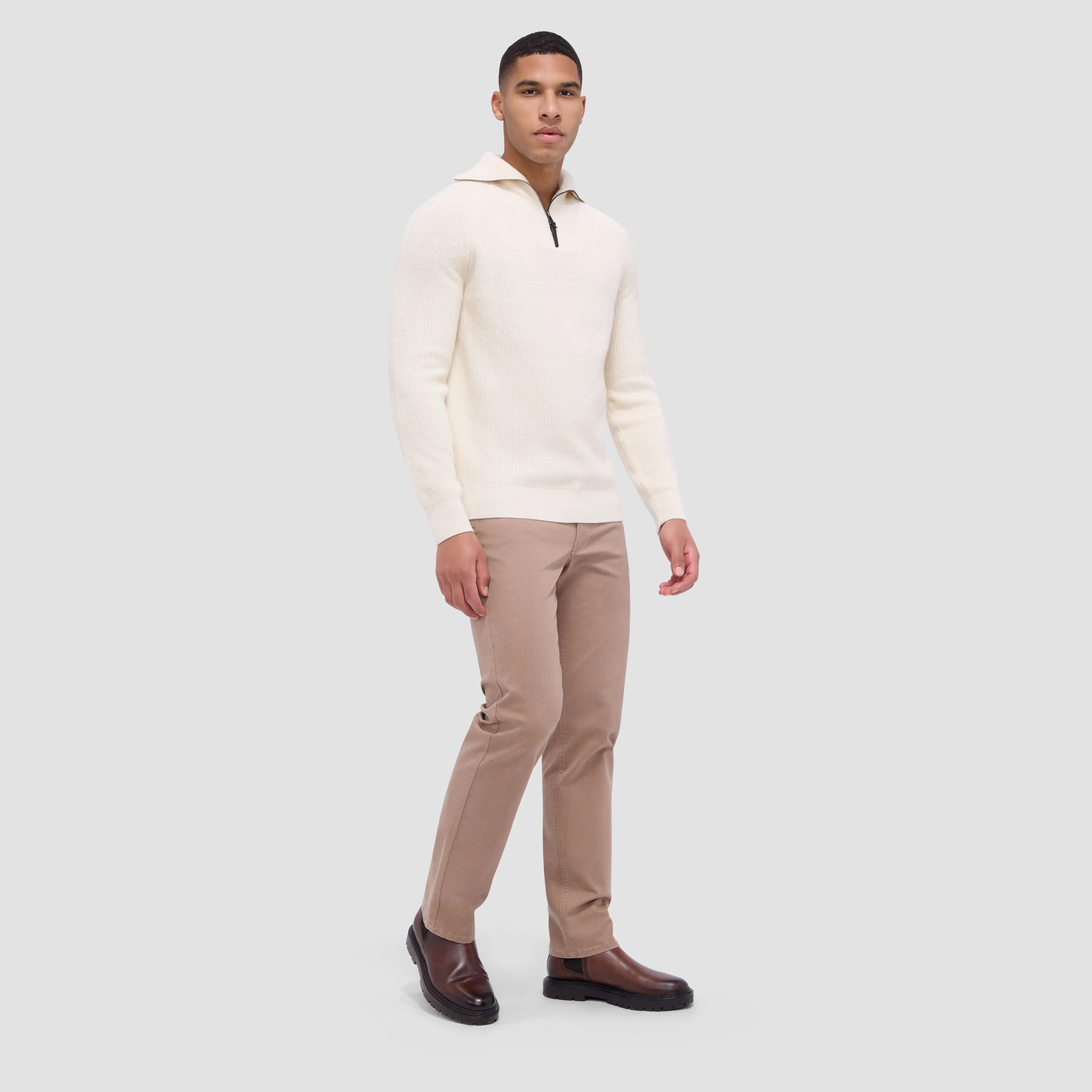 Fisherman Rib-Stitch Quarter-Zip Sweater