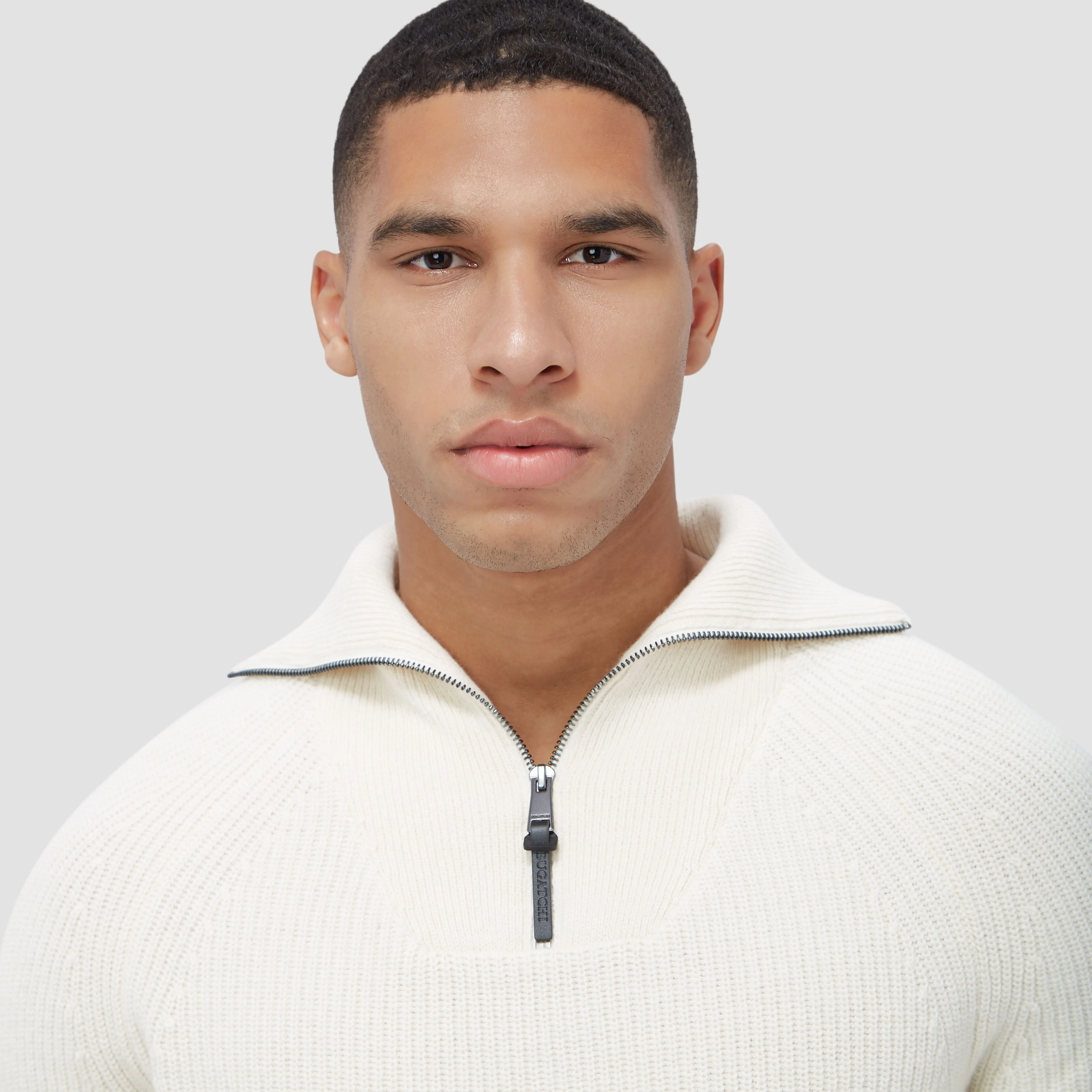 Fisherman Rib-Stitch Quarter-Zip Sweater