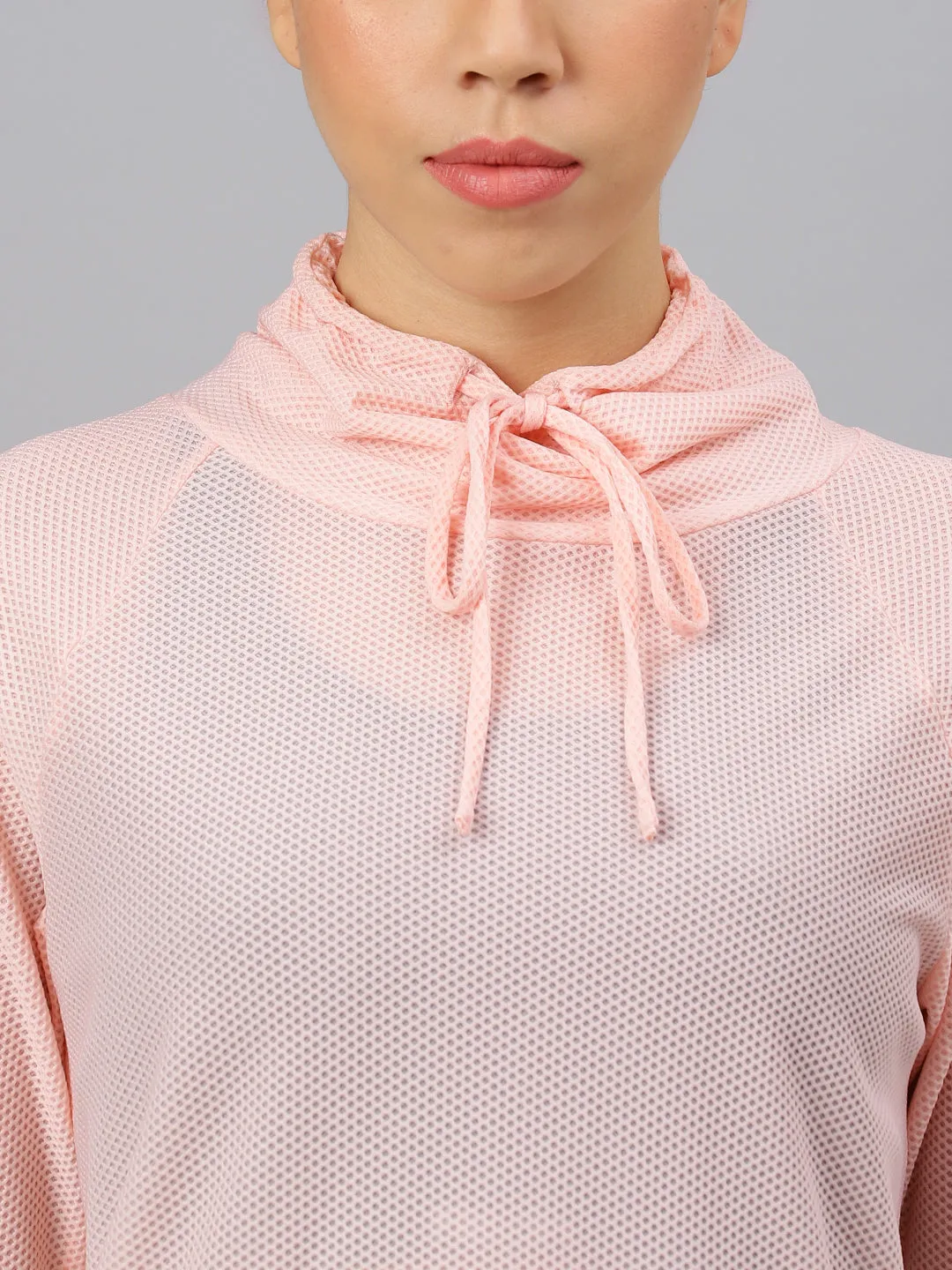 Fitkin Women's Light Pink Bubble Turtle Neck Top