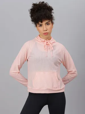 Fitkin Women's Light Pink Bubble Turtle Neck Top